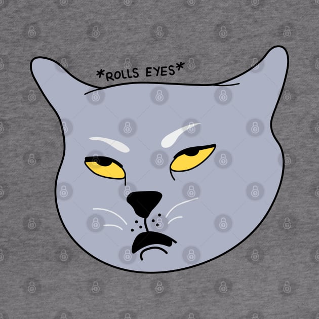 Tired rolling eyes cat meme illustration. by Sourdigitals